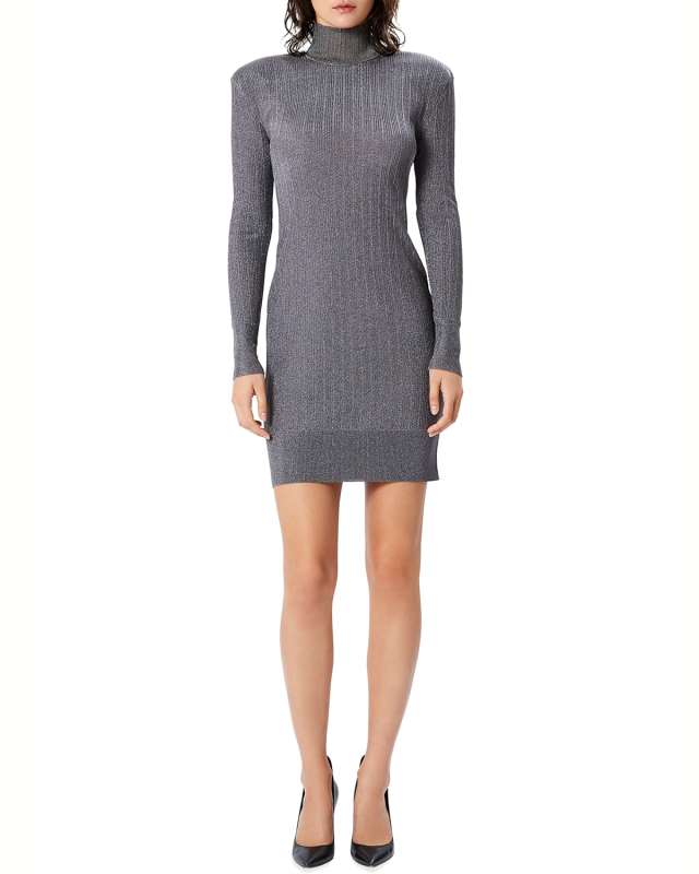 Metallic Ribbed Body-Con Mini Dress